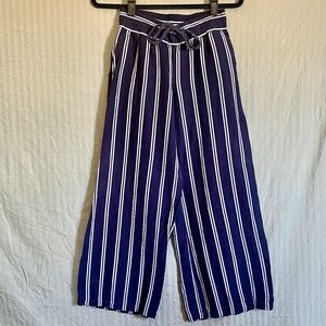 Flowy Navy Blue Striped Pants